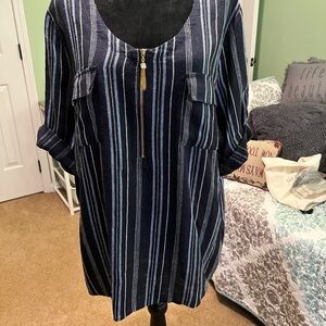 Navy Striped Women's Top